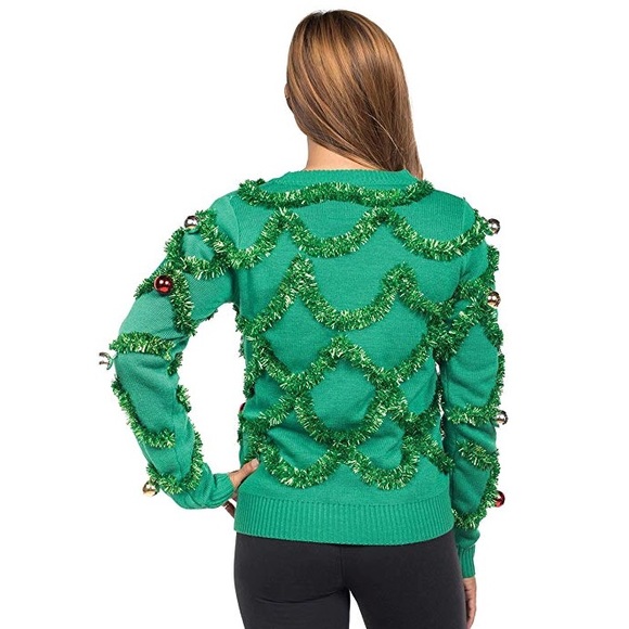 Tacky holiday Christmas tree ugly sweater - Picture 2 of 4
